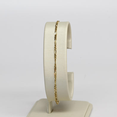 Vintage Figaro Link 7" 1.7mm 14K Yellow Gold Bracelet
