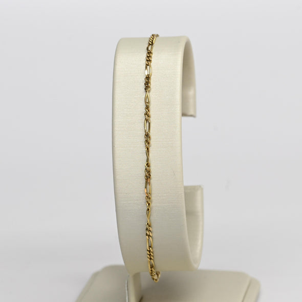 Vintage Figaro Link 7" 1.7mm 14K Yellow Gold Bracelet