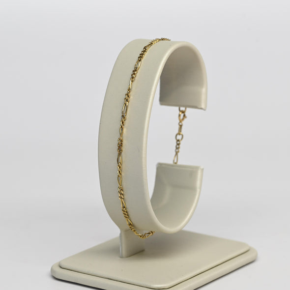 Vintage Figaro Link 7" 1.7mm 14K Yellow Gold Bracelet