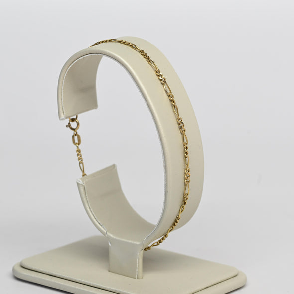 Vintage Figaro Link 7" 1.7mm 14K Yellow Gold Bracelet