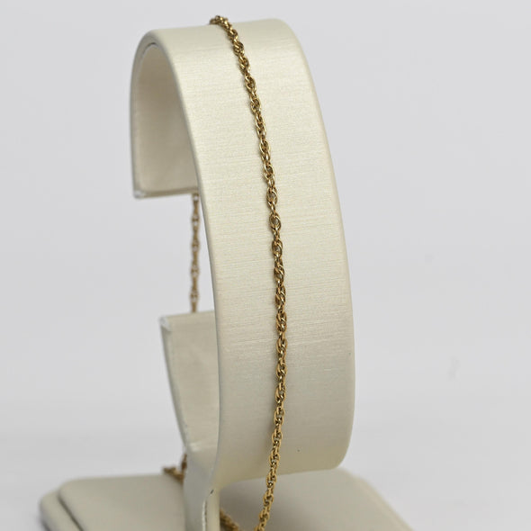 Vintage Rope Chain 9.5" 1.4mm 14K Yellow Gold Bracelet / Anklet