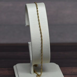 Vintage Rope Chain 9.5" 1.4mm 14K Yellow Gold Bracelet / Anklet