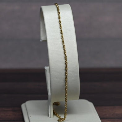 Vintage Rope Chain 9.5" 1.4mm 14K Yellow Gold Bracelet / Anklet