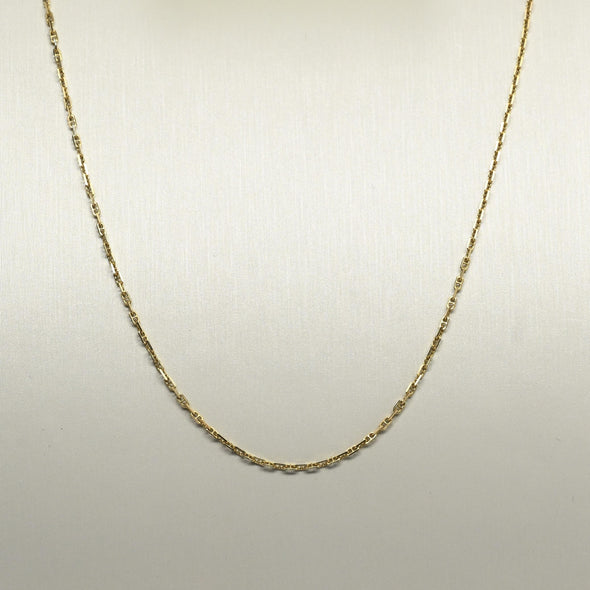 Vintage Mini Mariner Chain 24" 1.25mm 14K Yellow Gold Necklace