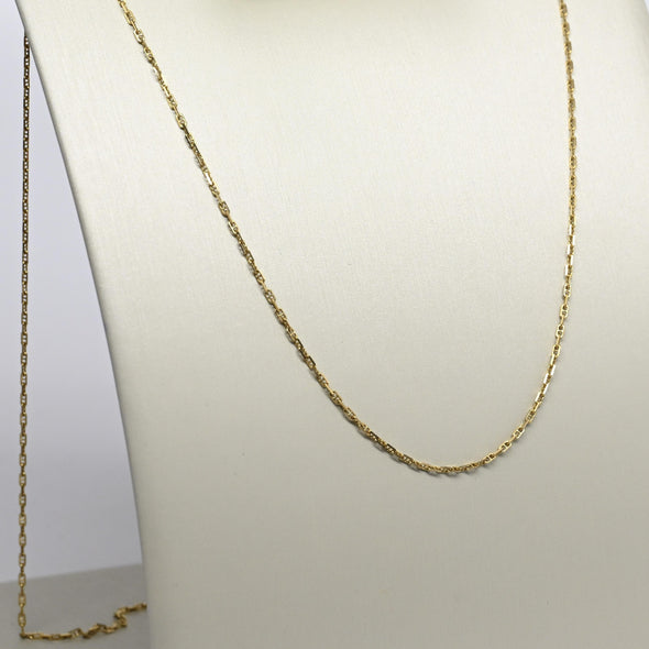 Vintage Mini Mariner Chain 24" 1.25mm 14K Yellow Gold Necklace