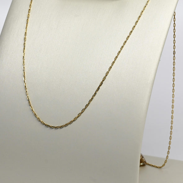 Vintage Mini Mariner Chain 24" 1.25mm 14K Yellow Gold Necklace