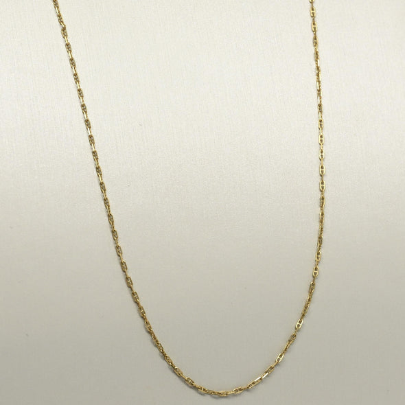 Vintage Mini Mariner Chain 20" 1mm 14K Yellow Gold Necklace