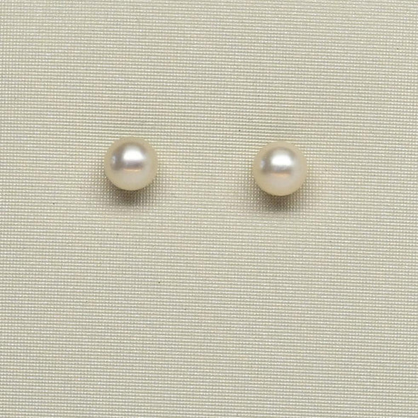 Vintage Cultured Pearl Studs 14k Yellow Gold Earrings