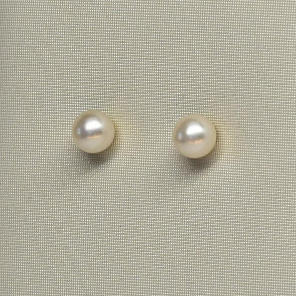 Vintage Cultured Pearl Studs 14k Yellow Gold Earrings