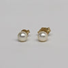 Vintage Cultured Pearl Studs 14k Yellow Gold Earrings