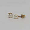 Vintage Cultured Pearl Studs 14k Yellow Gold Earrings