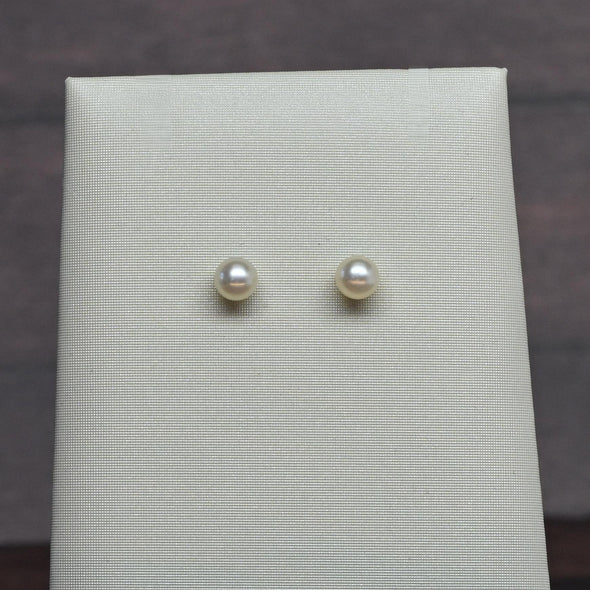 Vintage Cultured Pearl Studs 14k Yellow Gold Earrings