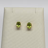 Peridot Oval Gemstone 14k Yellow Gold Stud Earrings