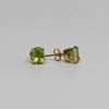 Peridot Oval Gemstone 14k Yellow Gold Stud Earrings