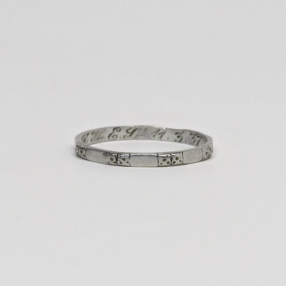 Vintage Platinum Band Personalized and Dated 1937