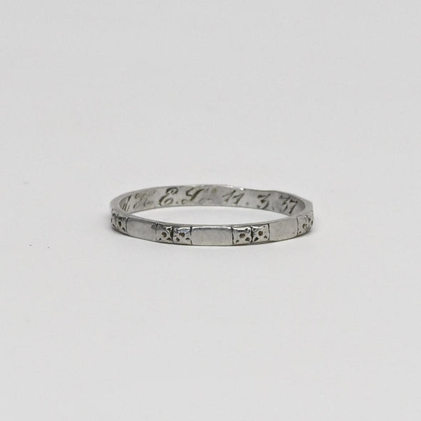 Vintage Platinum Band Personalized and Dated 1937