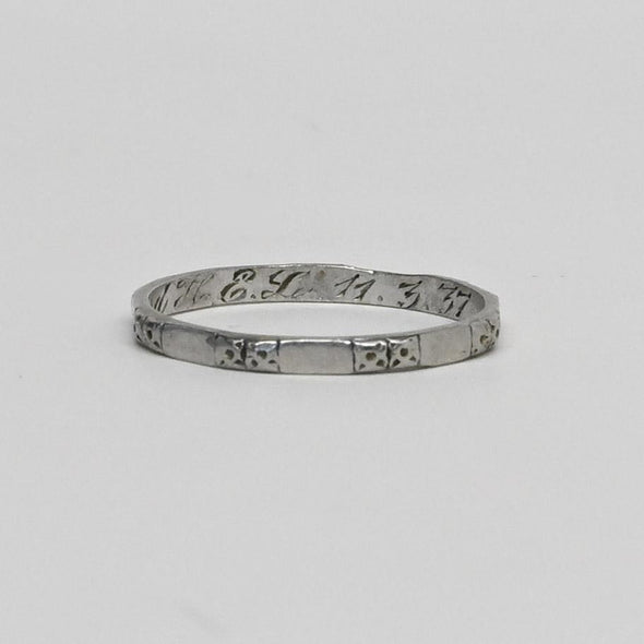 Vintage Platinum Band Personalized and Dated 1937