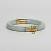 Vintage Jade 14k Yellow Gold Hinged Bangle Bracelet 7"