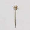 Vintage Fleur Di Lis Stick Pin Seed Pearl Yellow Gold