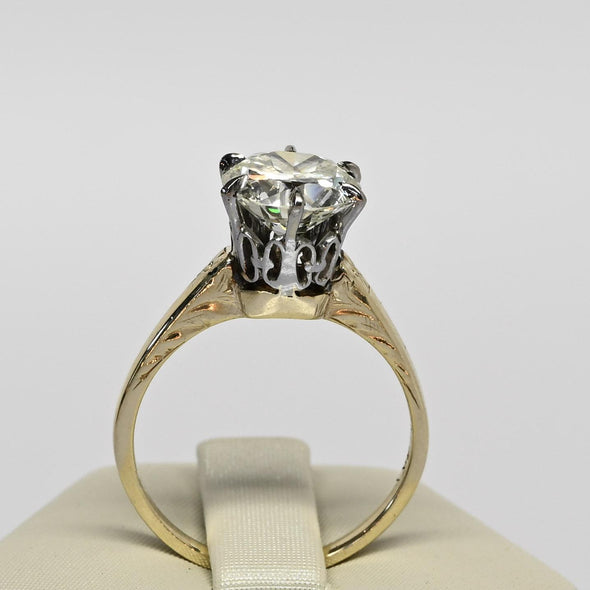 2.07 L SI1 GIA Old Cut Diamond Solitaire 14k Yellow Gold Vintage Engagement Ring