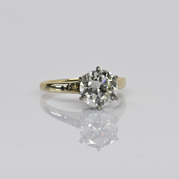2.07 L SI1 GIA Old Cut Diamond Solitaire 14k Yellow Gold Vintage Engagement Ring