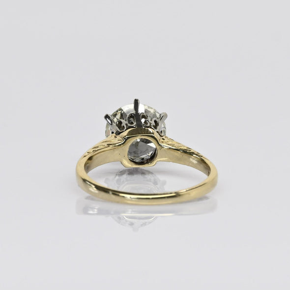 2.07 L SI1 GIA Old Cut Diamond Solitaire 14k Yellow Gold Vintage Engagement Ring