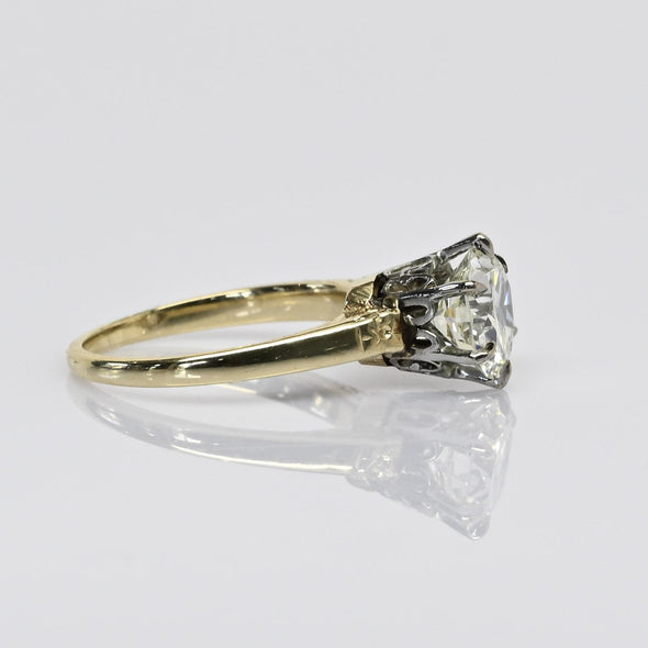 2.07 L SI1 GIA Old Cut Diamond Solitaire 14k Yellow Gold Vintage Engagement Ring