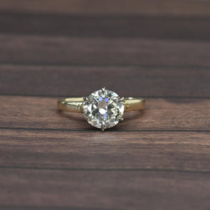 2.07 L SI1 GIA Old Cut Diamond Solitaire 14k Yellow Gold Vintage Engagement Ring