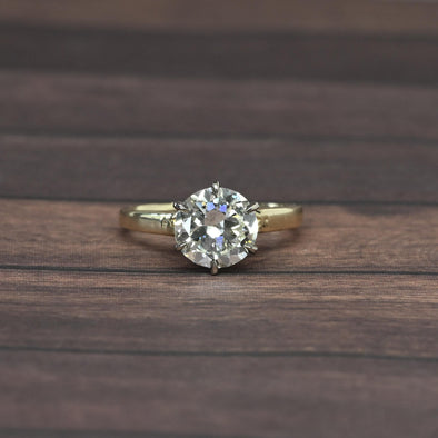 2.07 L SI1 GIA Old Cut Diamond Solitaire 14k Yellow Gold Vintage Engagement Ring