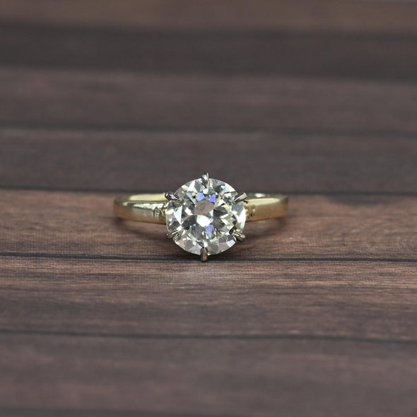2.07 L SI1 GIA Old Cut Diamond Solitaire 14k Yellow Gold Vintage Engagement Ring