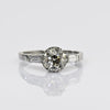 1.65cttw Old European Cut Handmade Platinum Baguette Diamond Engagement Ring
