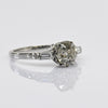 1.65cttw Old European Cut Handmade Platinum Baguette Diamond Engagement Ring