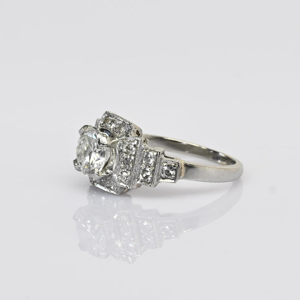 1.21ctw Old European Cut Diamond Platinum Art Deco Engagement Ring