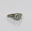 Art Deco Old Cut Diamond 18k White Gold Filigree Engagement Ring