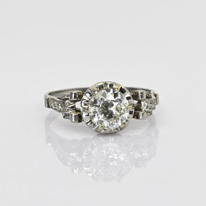 0.89ct Old Cut Diamond Art Deco Platinum Engagement Ring