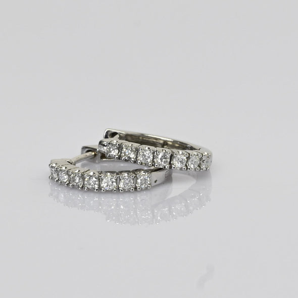 Diamond 14k White Gold Hoop Earrings