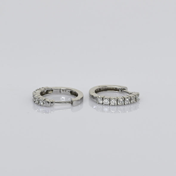 Diamond 14k White Gold Hoop Earrings