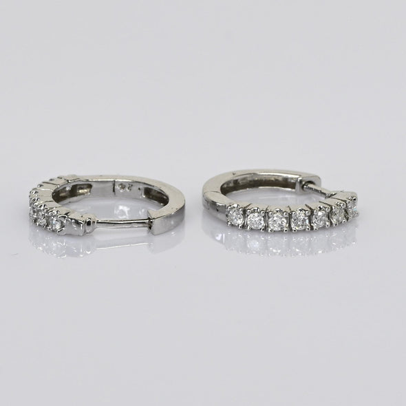 Diamond 14k White Gold Hoop Earrings