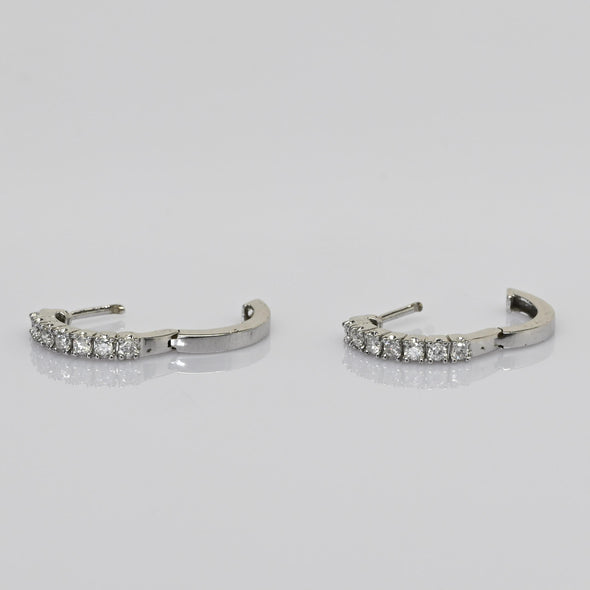 Diamond 14k White Gold Hoop Earrings
