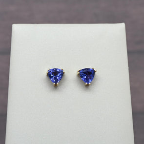 Tanzanite Tri 14k Yellow Gold Stud Earrings