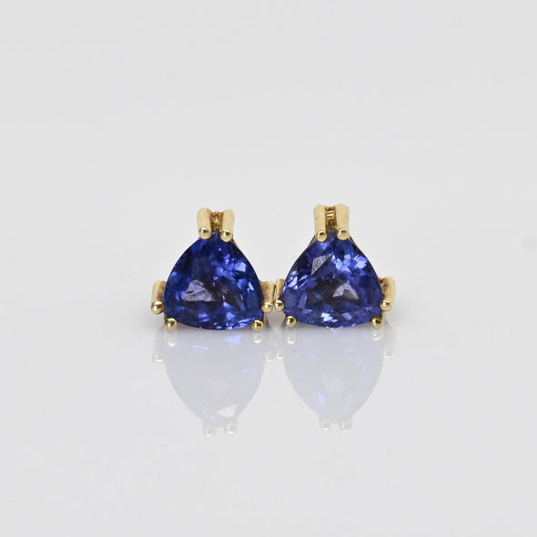 Tanzanite Tri 14k Yellow Gold Stud Earrings