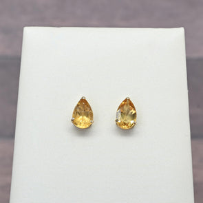 Citrine Pear 14k Yellow Gold Stud Earrings