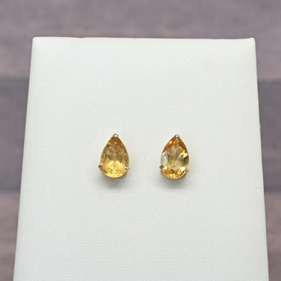 Citrine Pear 14k Yellow Gold Stud Earrings