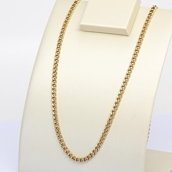 Vintage Curb Link Chain 24" 4.2mm 14K Yellow Gold Necklace
