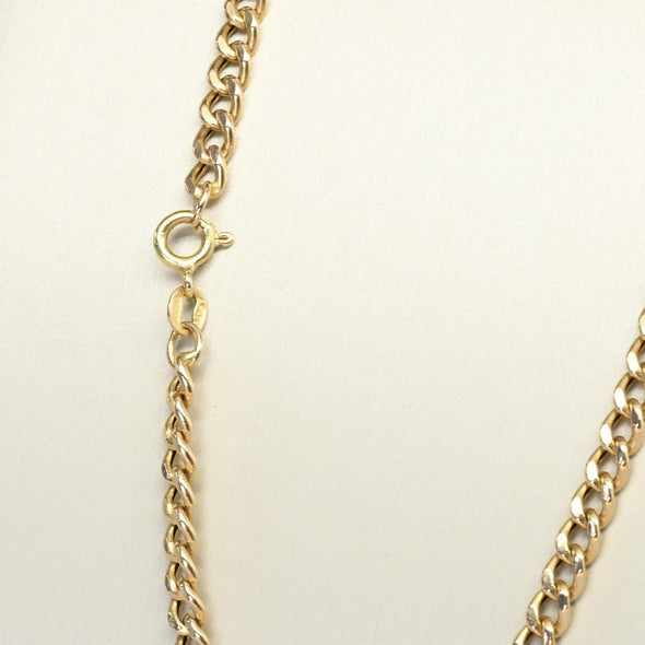 Vintage Curb Link Chain 24" 4.2mm 14K Yellow Gold Necklace