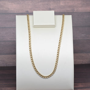 Vintage Curb Link Chain 24" 4.2mm 14K Yellow Gold Necklace