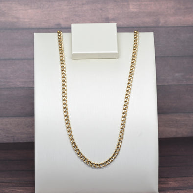 Vintage Curb Link Chain 24" 4.2mm 14K Yellow Gold Necklace