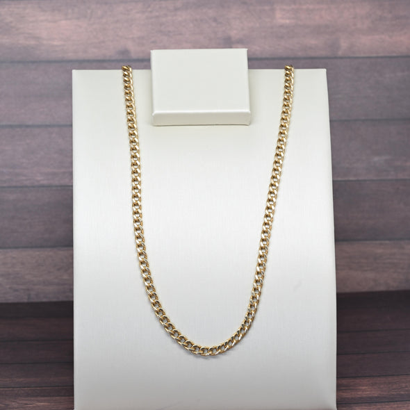 Vintage Curb Link Chain 24" 4.2mm 14K Yellow Gold Necklace