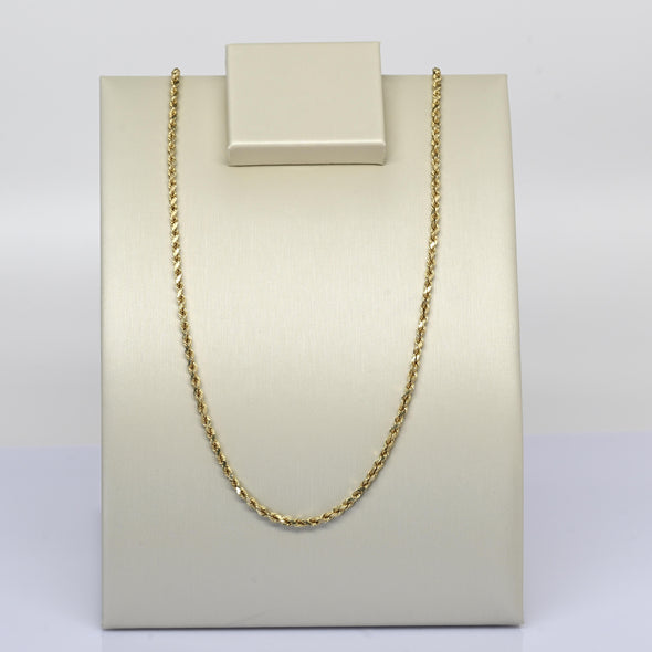 Vintage Rope Chain 24" 2.5mm 14K Yellow Gold Necklace