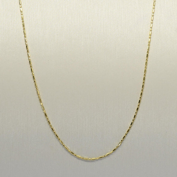 Vintage Alternating Bead Chain 20" 0.8mm 14K Yellow Gold Necklace